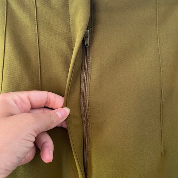 Zara Olive Green Straight Leg Ankle Dress Pants Slacks Workwear Women's Large - Picture 5 of 12